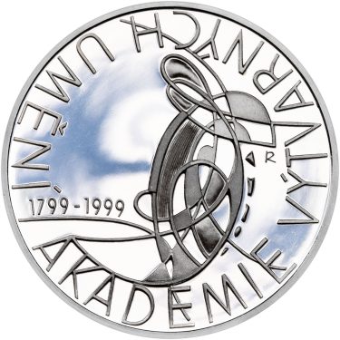 Náhled Averzní strany - 200 Kč 1999 200. výročí Akademie výtvarného umění v Praze