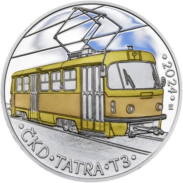 Náhled Reverzní strany - 2024 Proof - 500 Kč Tramvaj ČKD Tatra T3