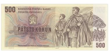 Náhled Averzní strany - 500 Kčs bankovka 1973 - stav UNC.