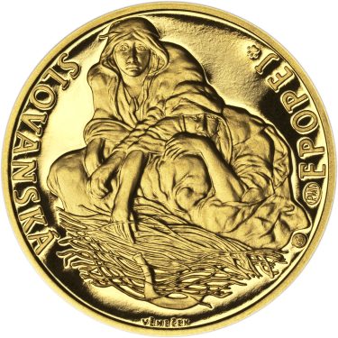 Náhled Reverzní strany - Alfons Mucha - 70 let úmrtí - 1/2 Oz zlato Proof