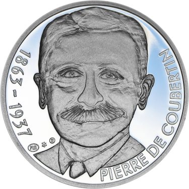 Náhled Averzní strany - Pierre de Coubertin - 150. výročí narození Ag proof