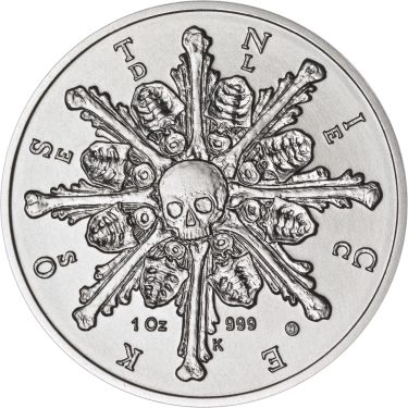 Náhled Averzní strany - Kostnice Sedlec - Memento Mori - stříbro 1 Oz b.k.