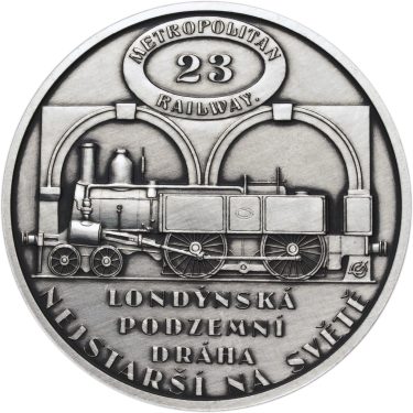 Náhled Averzní strany - Metropolitan Railway - 150. výročí zahájení provozu podzemní dráhy v Londýně Ag patina