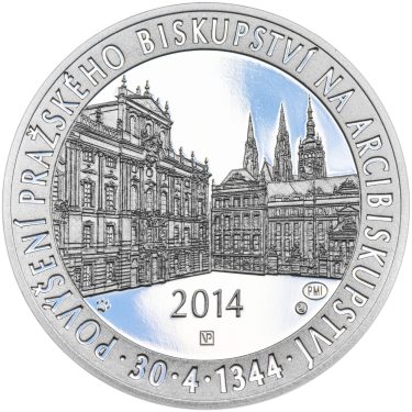 Náhled Averzní strany - Povýšení pražského biskupství na arcibiskupství - 670 let - 1 Oz stříbro Proof