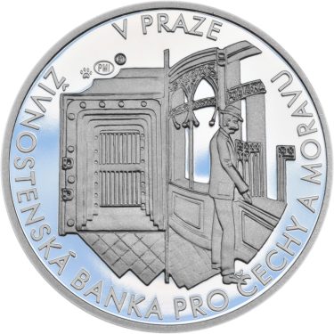 Náhled Reverzní strany - První česká banka - Živnostenská banka pro Čechy a Moravu - 1 Oz stříbro Proof