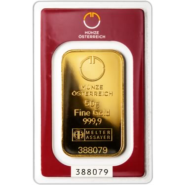 Náhled Reverzní strany - Münze Österreich 50 gramů - Investiční zlatý slitek - Set 10ks slitků